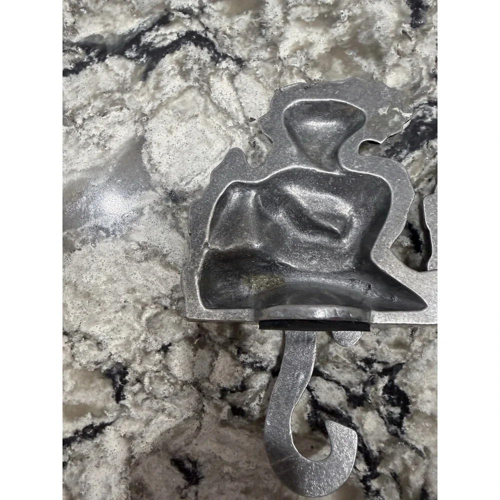 2 Carson Pewter Doll Christmas Stocking Hook Hangers Mantle Holiday Decor VTG